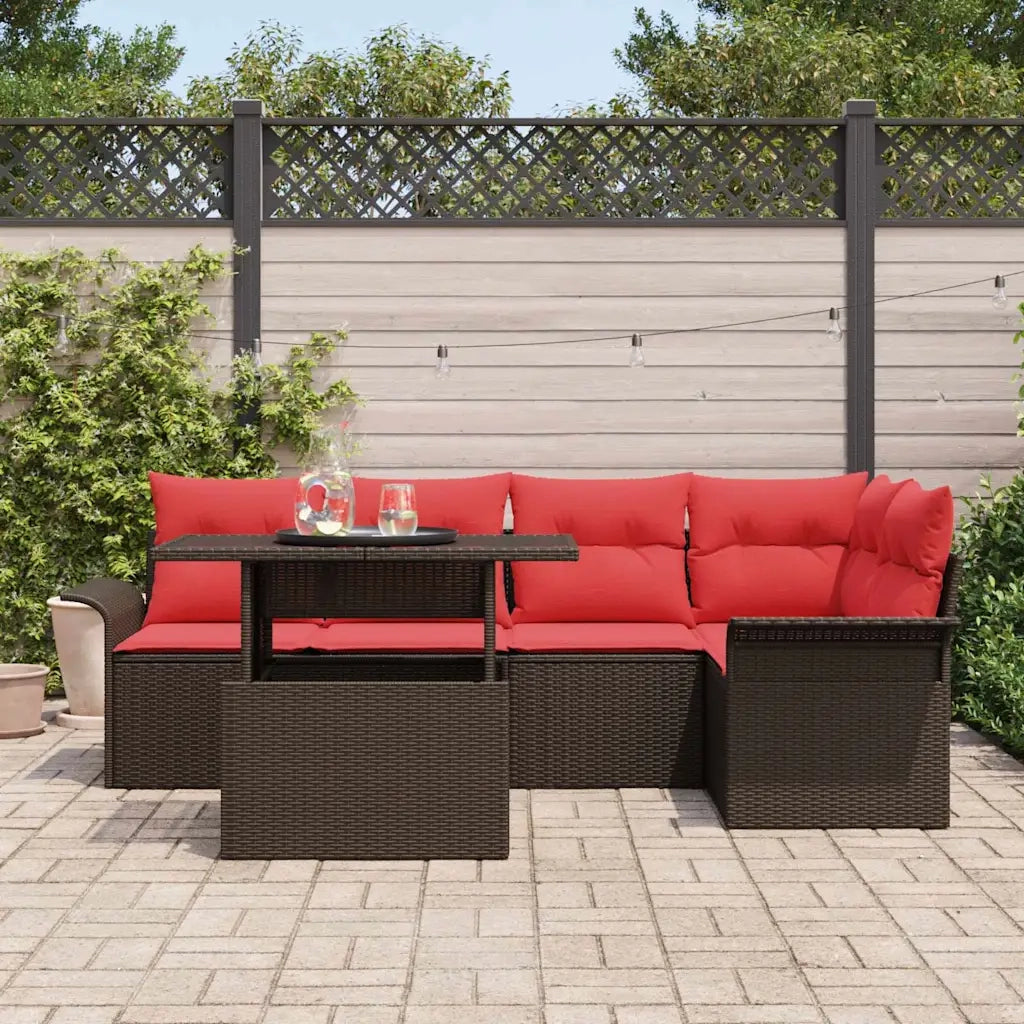 Set Divano da Giardino 6 pcs Marrone Rattan in Polipropilene 3357027