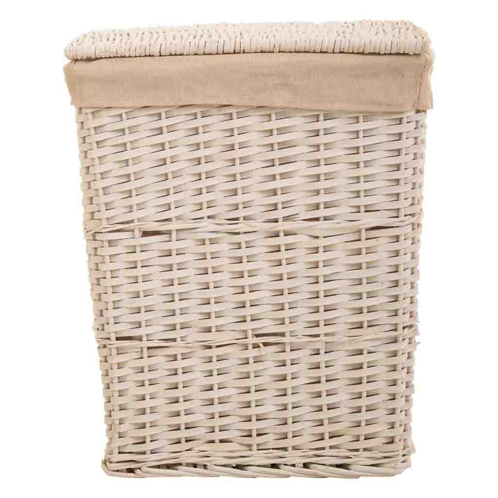 Set 3 cesti biancheria vimini bianco foderati