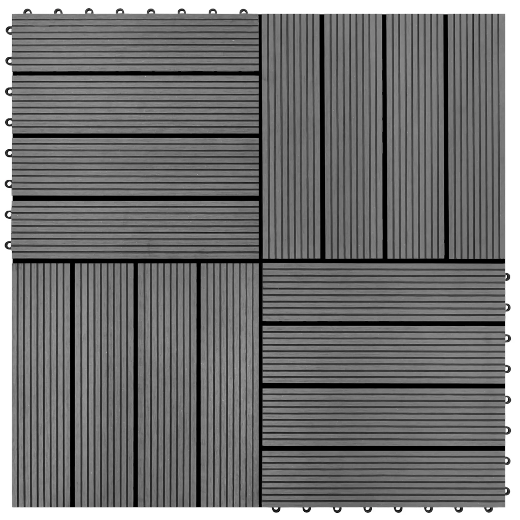 Piastrella per Decking 11 pcs Grigio 30 x 30 cm WPC 42046659
