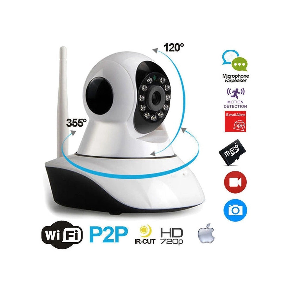 Trade Shop - Telecamera Ip Camera Hd 720p Wireless Led Ir Lan Motorizzata Wifi Rete Internet -