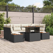 Set da Pranzo per Giardino con cuscino 9 pcs Nero e Beige 3350034