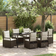 Set da Pranzo per Giardino 7 pcs Marrone polyrattan 3380993
