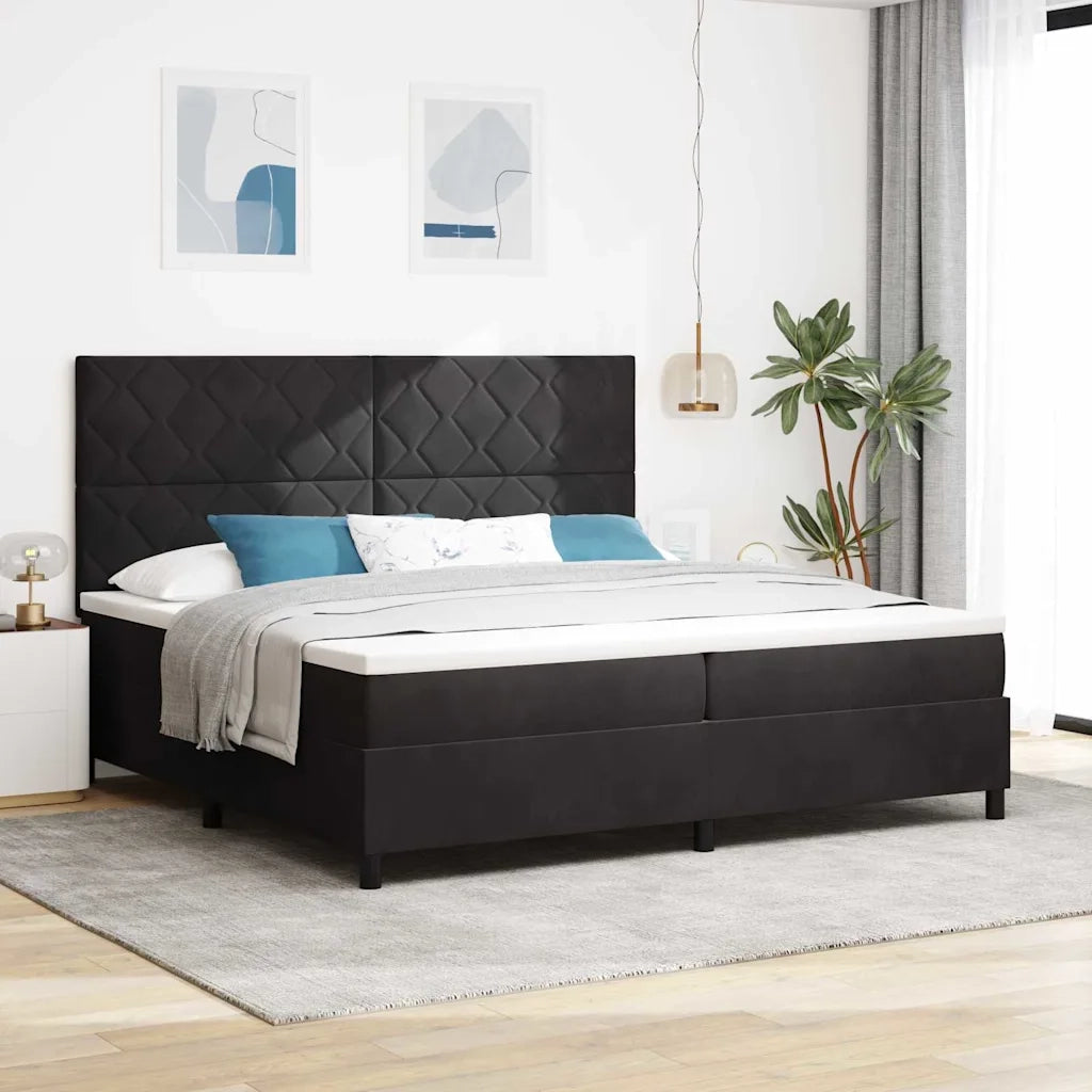 Letto a molle con materasso Nero 200 x 200 cm Velluto 3339922