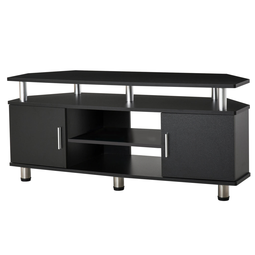 Mobile TV con ripiani e ante ¨C zephmum ¨C nero 120x40x52 cm