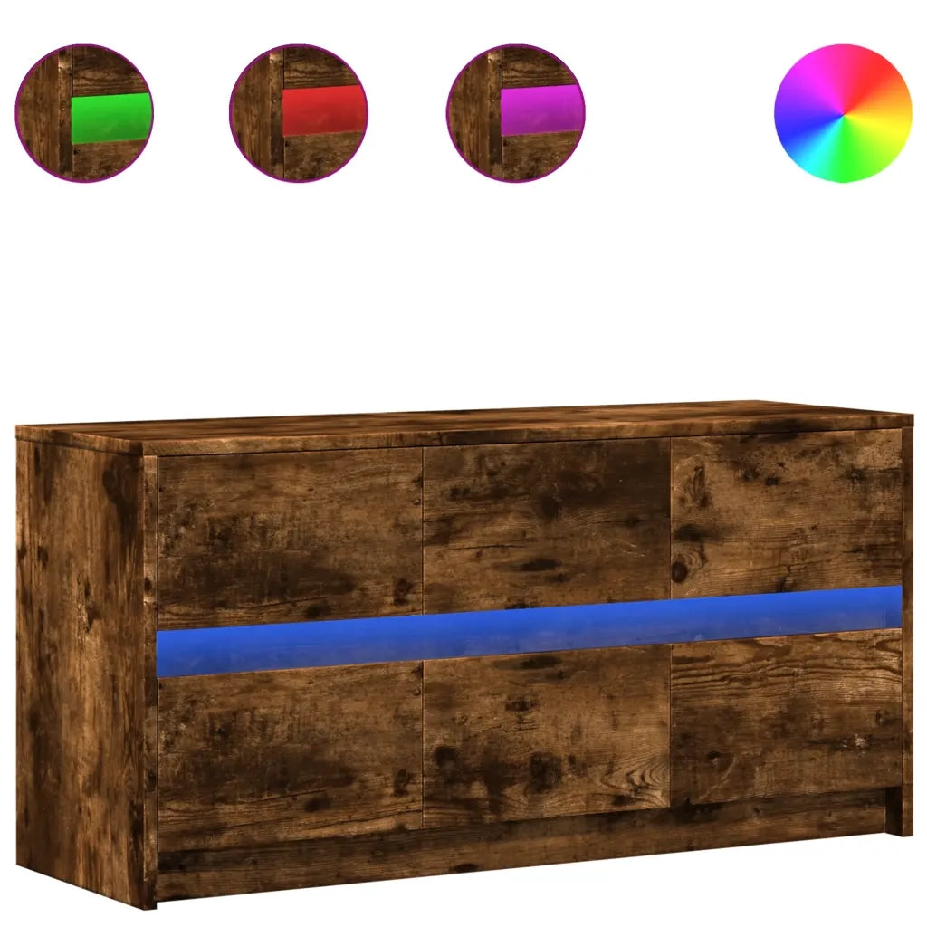 Mobile Porta TV con LED-Mobile per TV-Credenza TV Rovere Fumo 100x34x50 cm in Truciolato 620019
