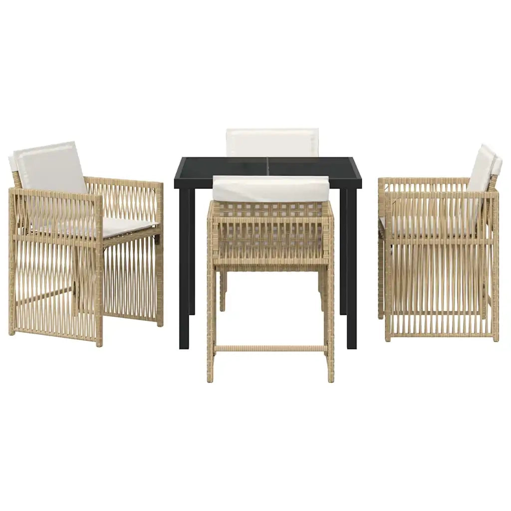 Set da Pranzo per Giardino 5 pcs Beige polyrattan