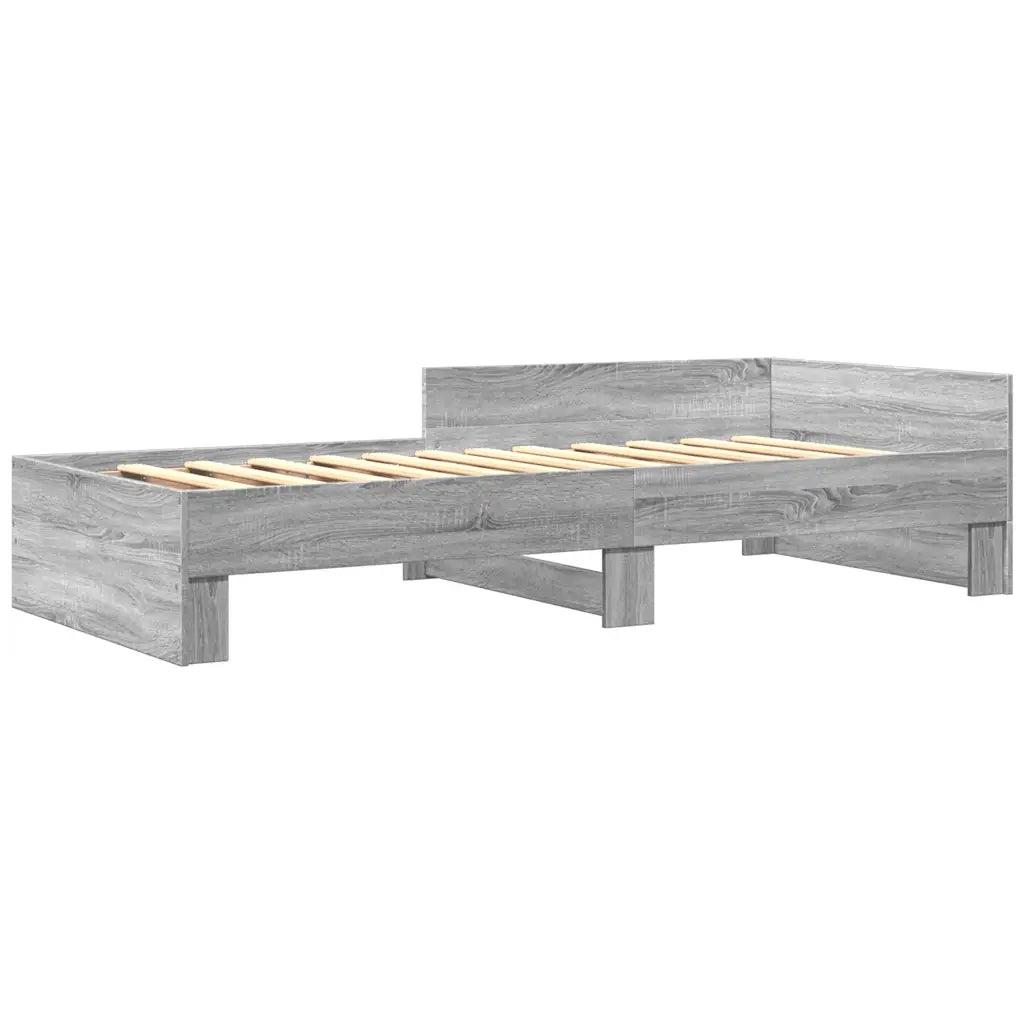 Letto singolo | Letto per adulti | Giroletto Grigio Sonoma 90x200 cm in Legno Multistrato