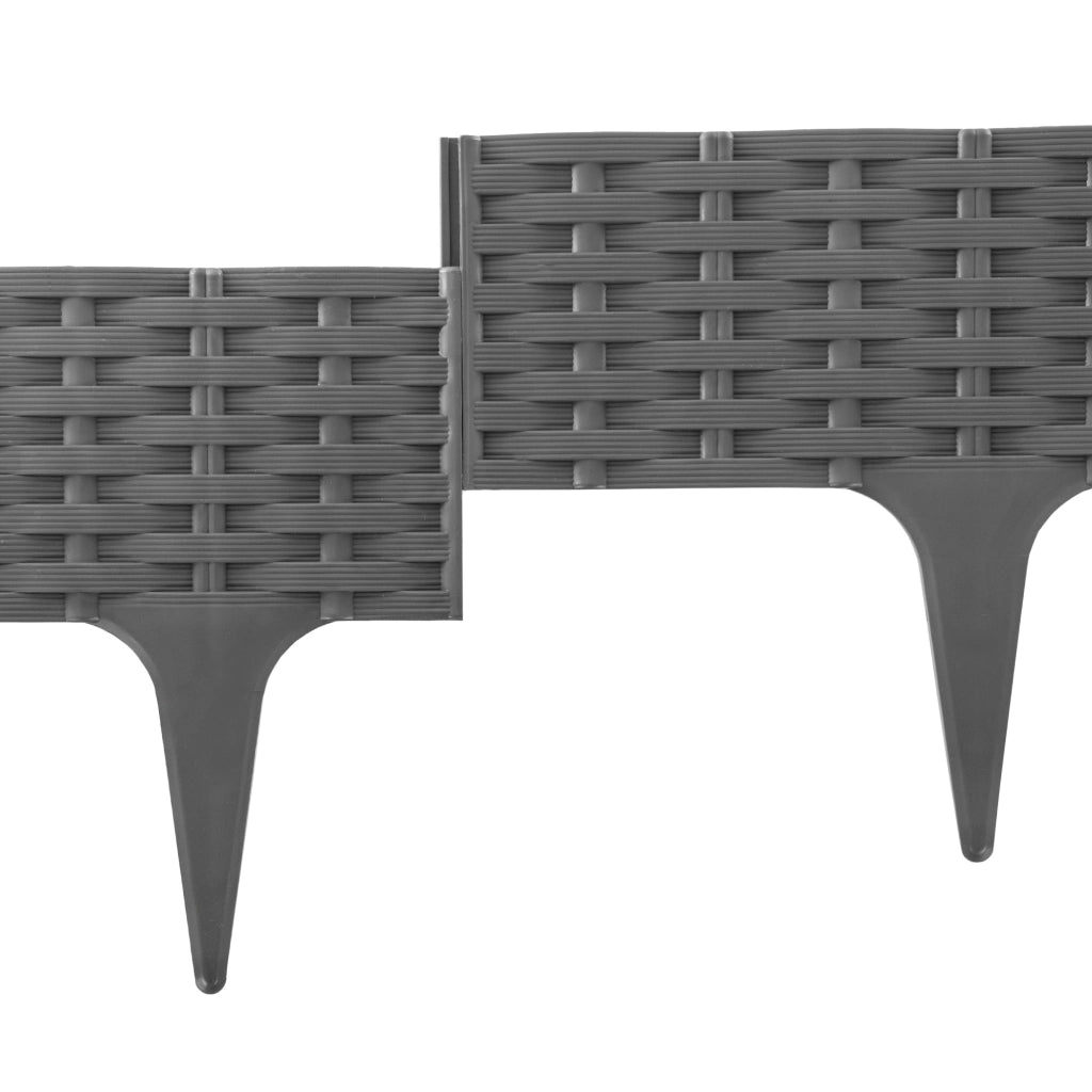 Bordura per prato KADAX, recinzione a palizzata per giardino, recinzione carrabile, grigia, 390 cm, 5 pezzi