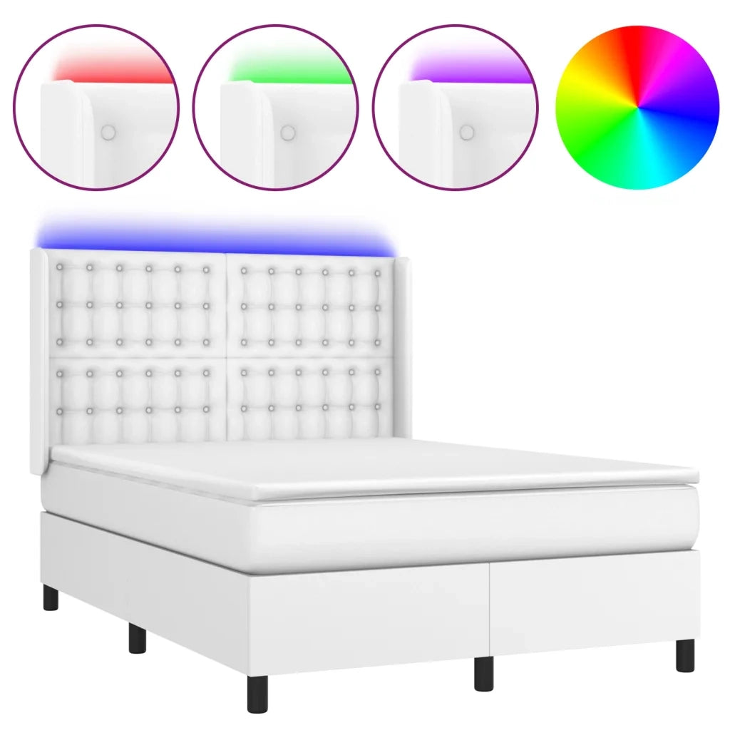 Giroletto Molle con Materasso e LED Bianco 140x190cm Similpelle 3139380