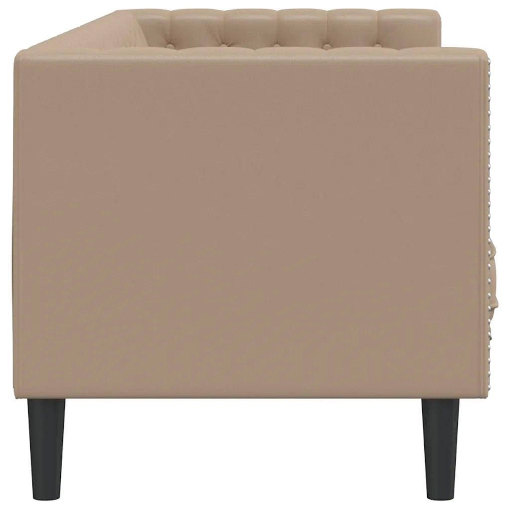Poltrona Chesterfield a 3 Posti Cappuccino in Similpelle 372671