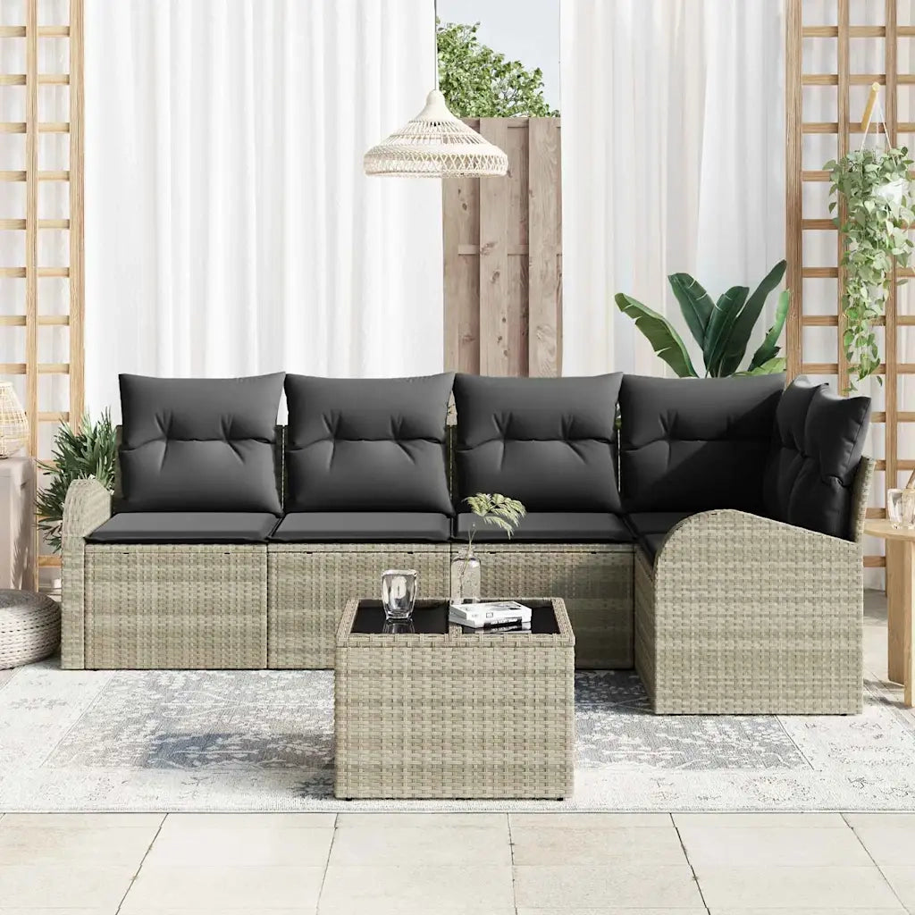 Set di divani con cuscino 6 pcs Grigio chiaro Poliestere 3346052