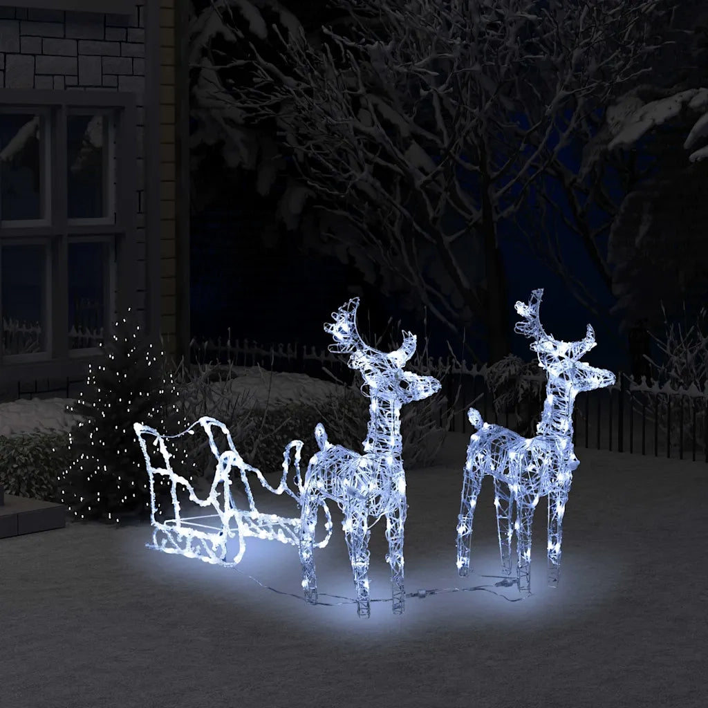 Decorazione Natalizia Renne e Slitta 160 LED 130 cm in Acrilico cod mxl 42188