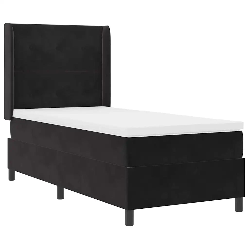 Letto a molle con materasso Nero 80 x 200 cm Velluto 3341980