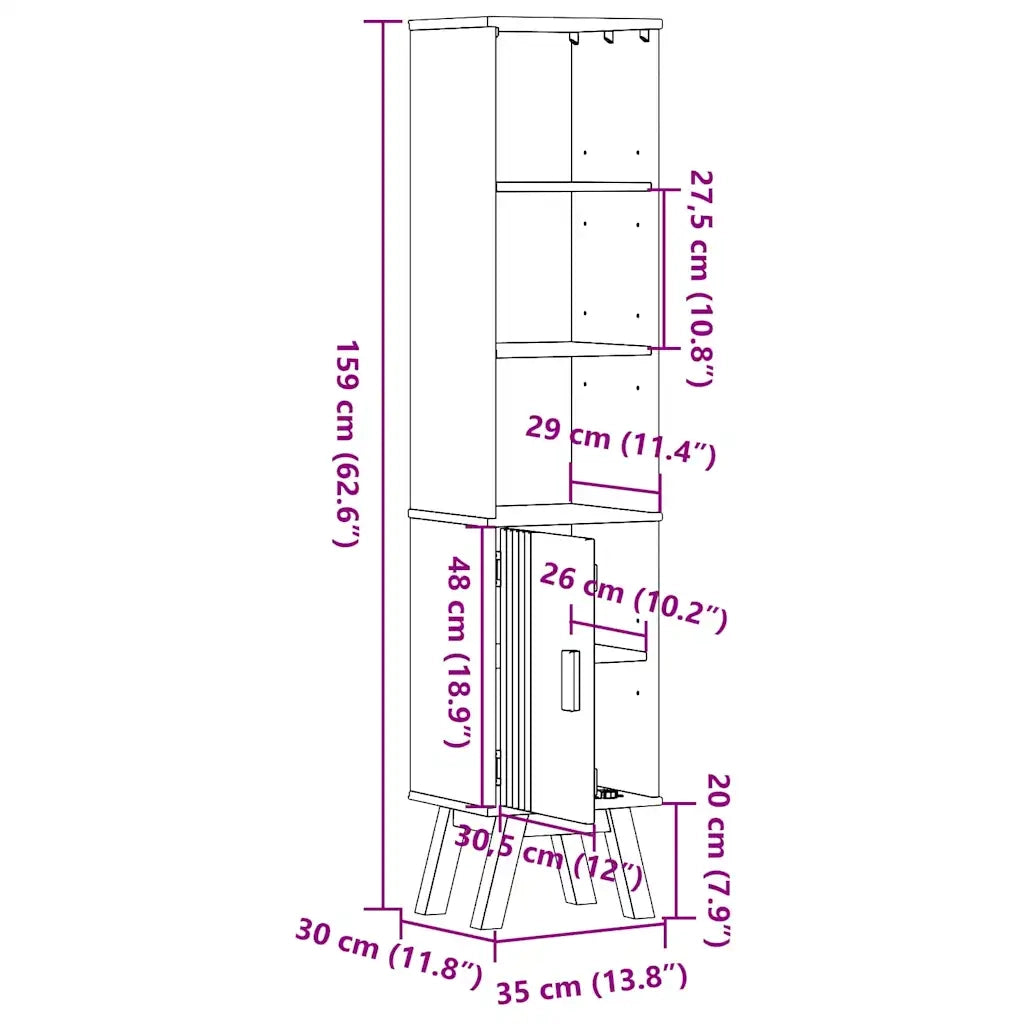 Mobile da Bagno con lo scaffale Olden Marrone 35 x 30 x 159 cm 42001359