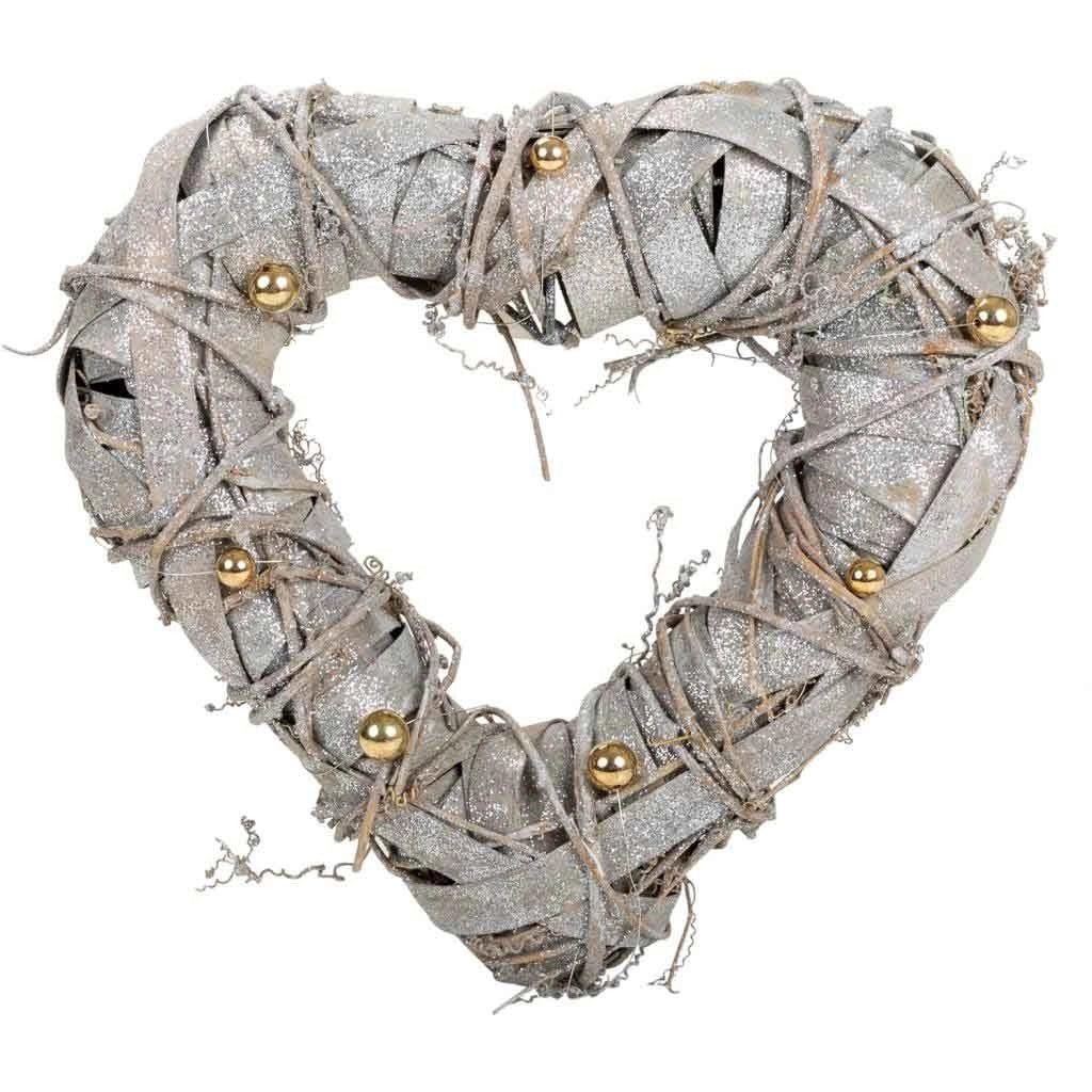 Decoro cuore in argento d29x28x8h