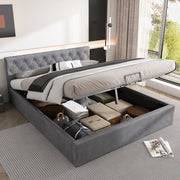 letto in velluto grigio 140 x 200 cm