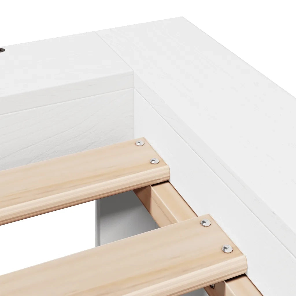 Letto senza Materasso-Struttura Letto Bianco 75x190 in Legno Massello di Pino 219771