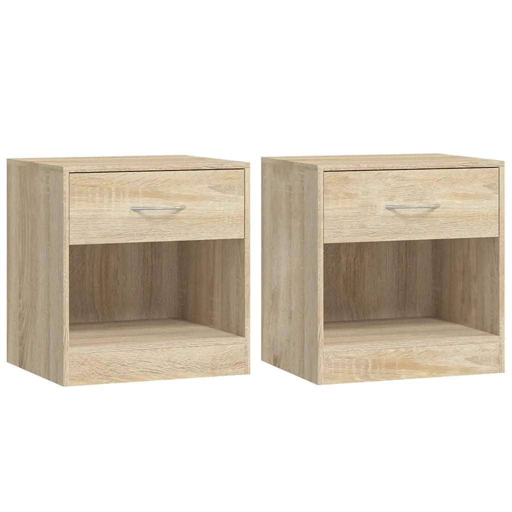 Set di 2 Comodini | Armadio da Notte | Mobiletto da notte con Cassetto Colore Rovere