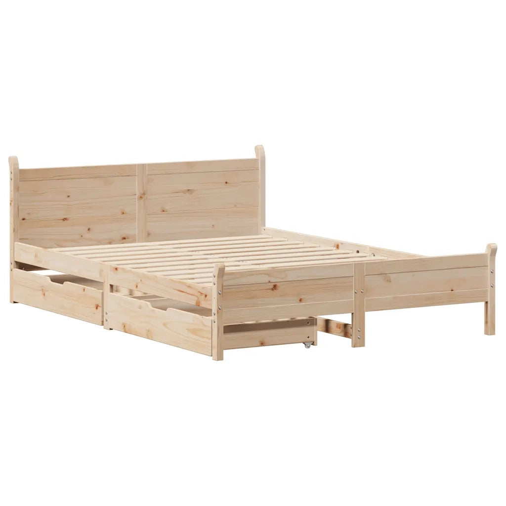Letto senza Materasso-Struttura Letto 135x190 cm in Legno Massello di Pino 479124