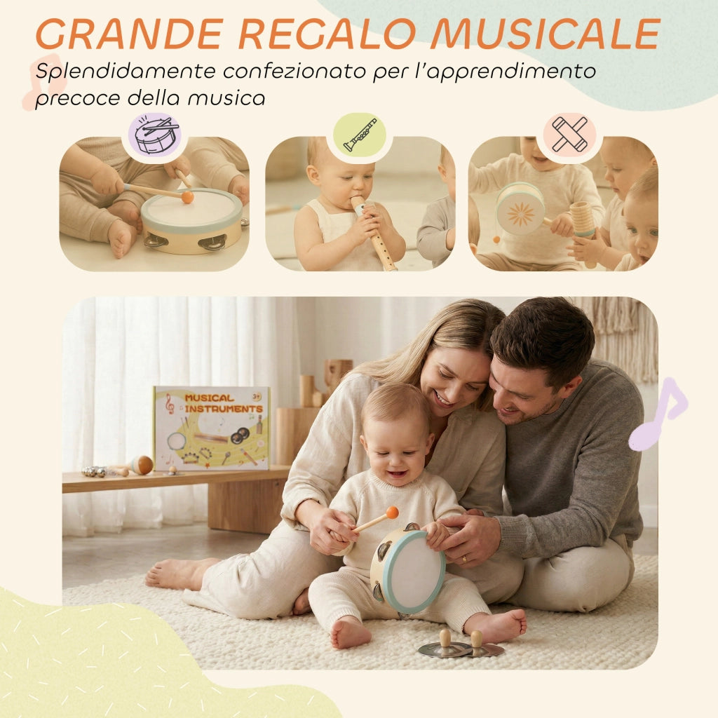 Set Strumenti Musicali Percussioni Legno Montessori ¨C Xylo ¨C Bambini