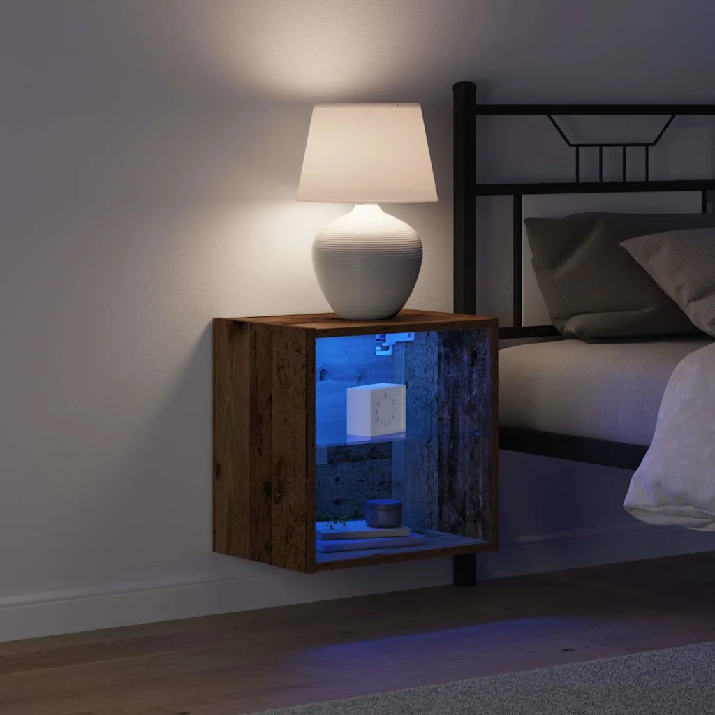 Mensola galleggiante con luce LED con lo scaffale 2 pz Marrone CFW1026084