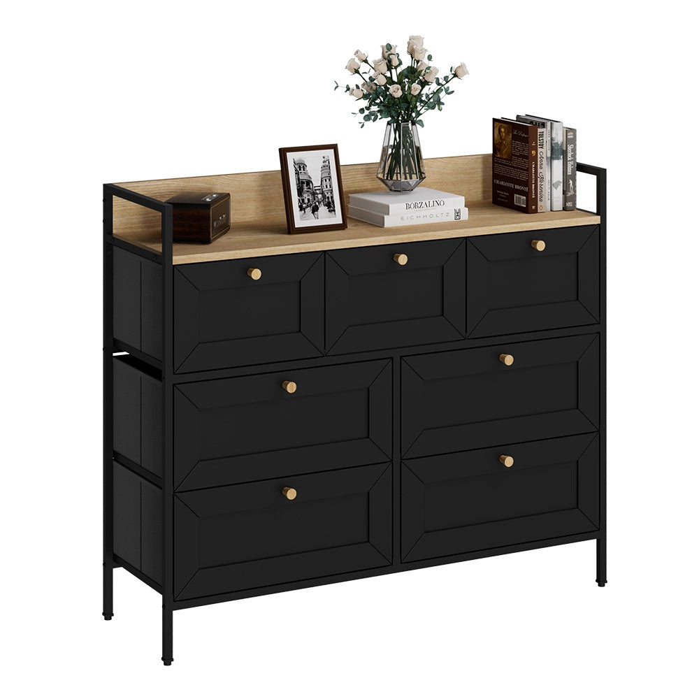 Vicco Tavolino Nero 98 x 85 cm con 7 cassetti