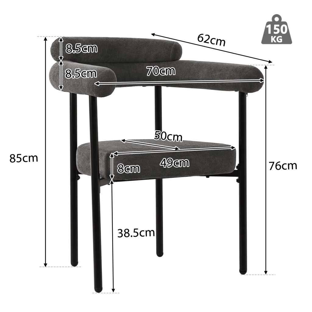 Set 4 Sedie da Pranzo in Velluto Grigio Scuro ¨C Xylo ¨C Seduta Imbottita, Stile Moderno