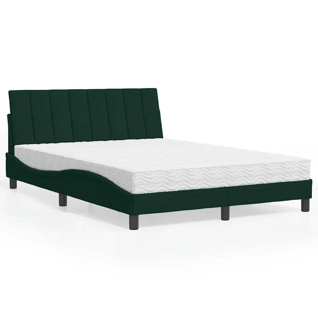 Letto con Materasso Hanko Verde Scuro 140x200 cm in Velluto 3208601