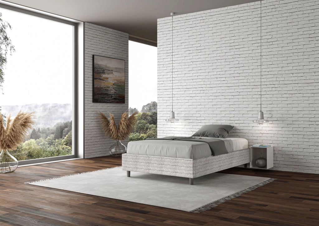 Letto 1 Piazza e Mezzo Sommier 120x190 cm con Rete Azelia Aragona 1 Bianco