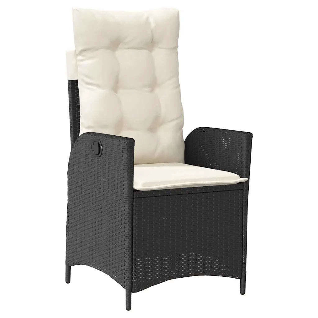 Set da Pranzo per Giardino con cuscino 3 pcs Nero polyrattan