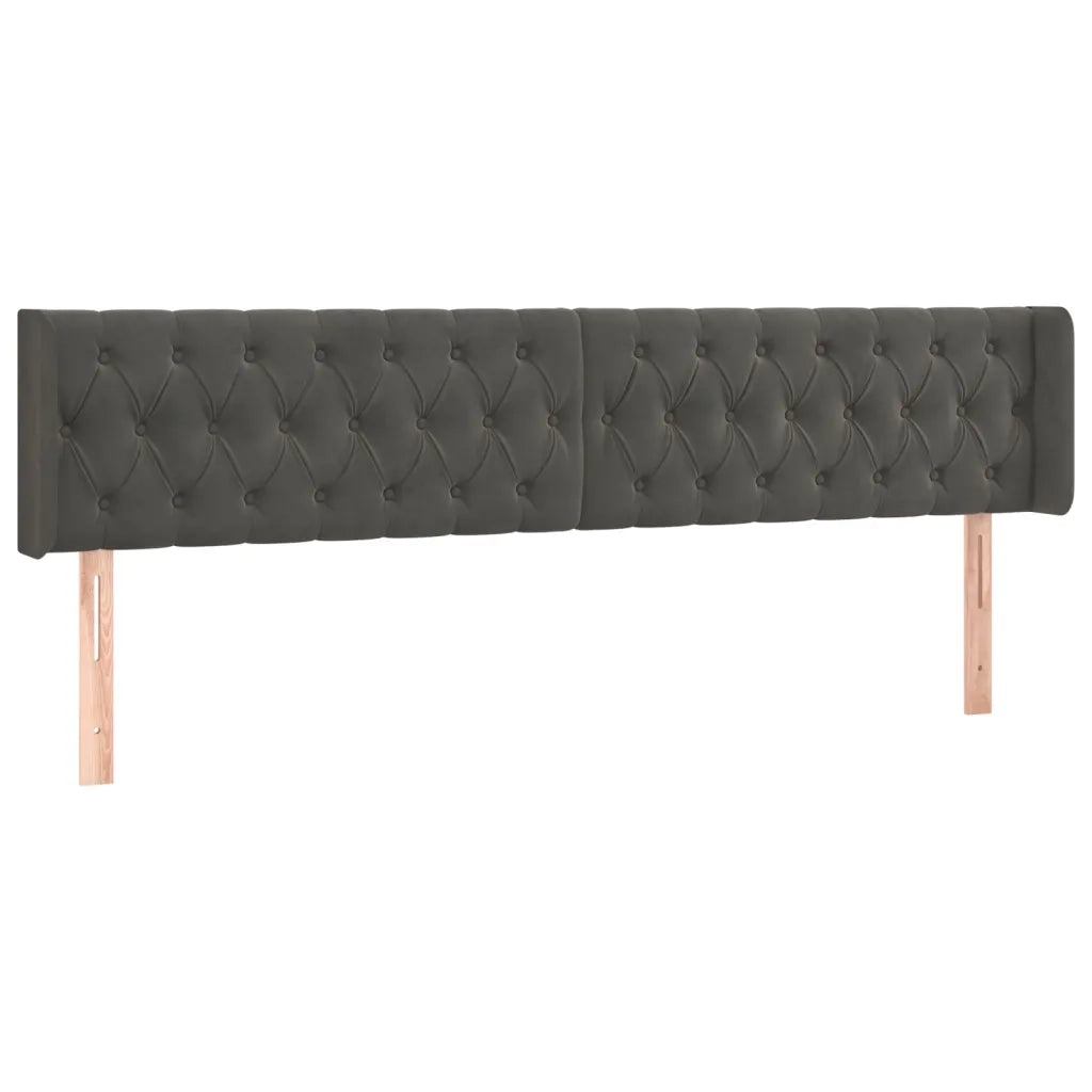 Testiera ad Orecchio-Testata con Orecchie Grigio Scuro 203x16x78/88 cm in Velluto 953590