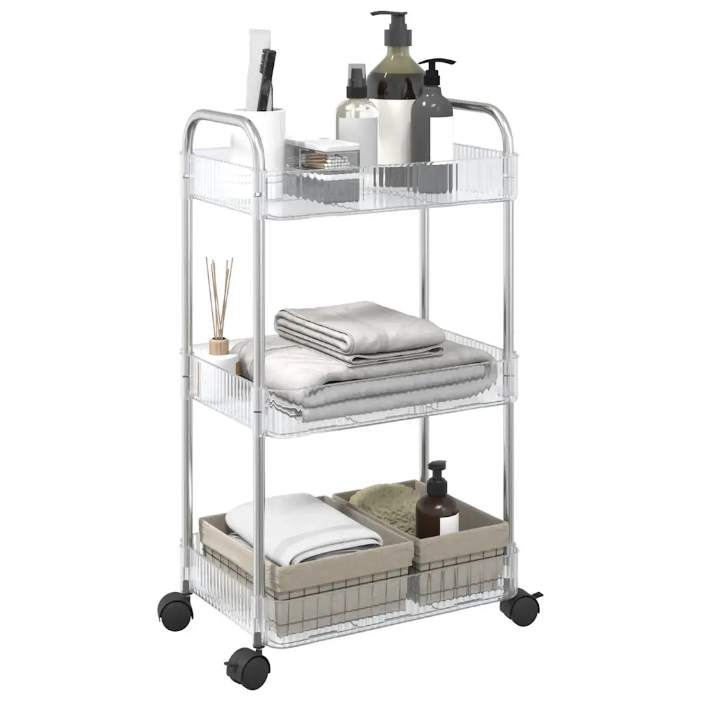 Carrello Portaoggetti a 3 Livelli 37x28x68 cm in Acrilico CFW8281135