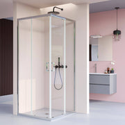 Box Doccia 6mm Doppia Porta Scorrevole Cristallo Trasparente Anticalcare H195 - 80x100