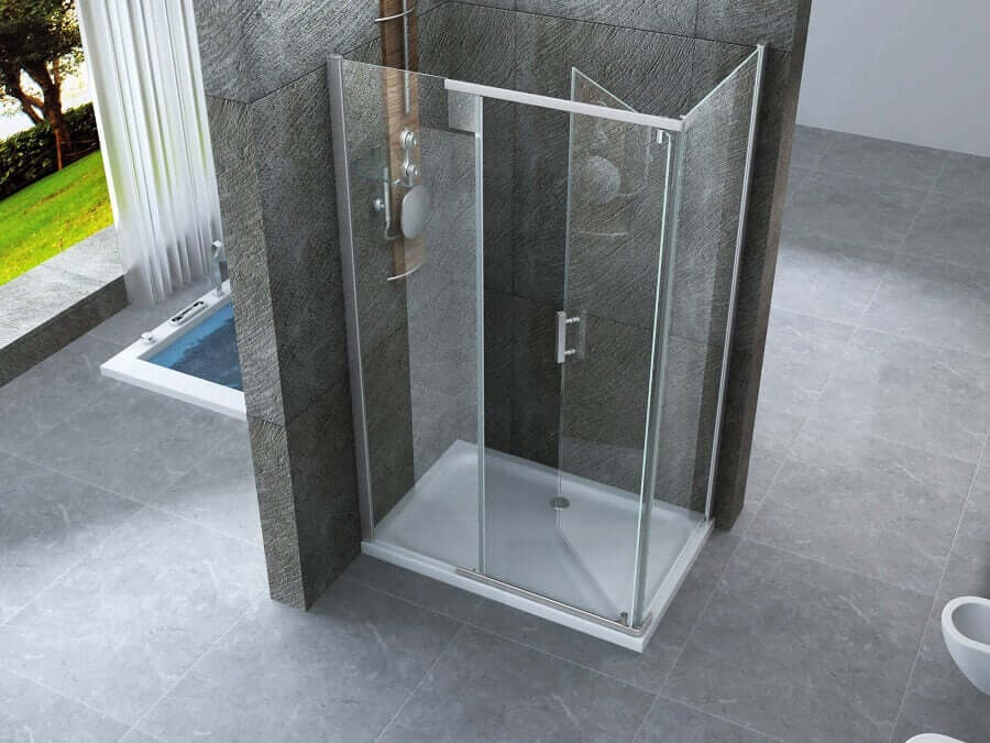 Box Doccia Anta Battente Interna Esterna Cristallo Trasparente 8mm H195 - Gemini - 70x80