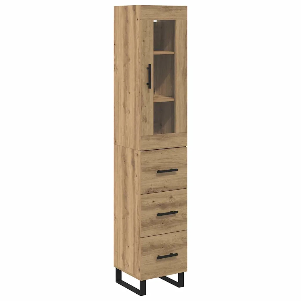 Credenza con Cassetto-Buffet-Armadio da cucina Rovere artigianale 69,5 x 34 x 180 cm 863660