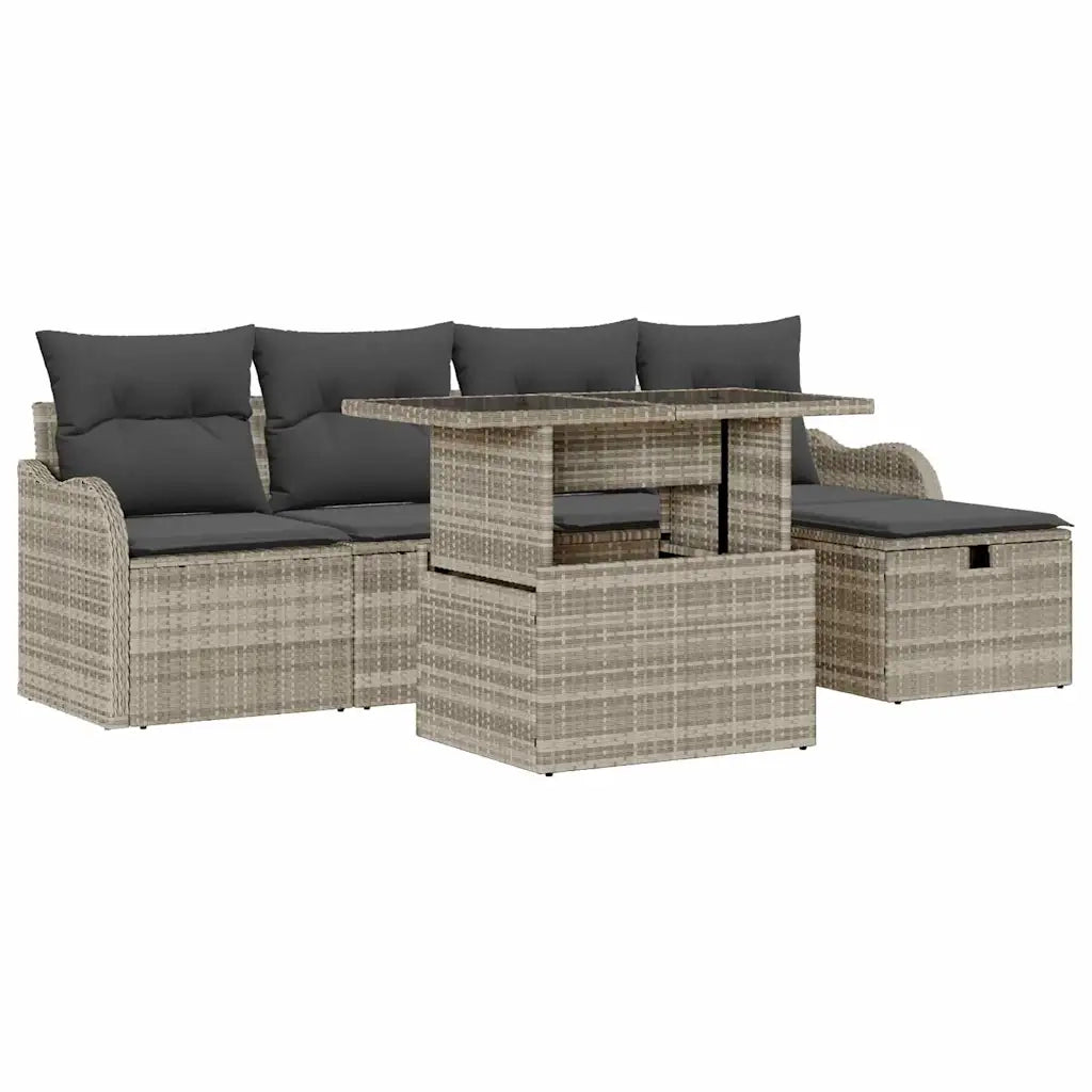 Set Divano da Giardino 6 pcs Grigio chiaro polyrattan 3359709