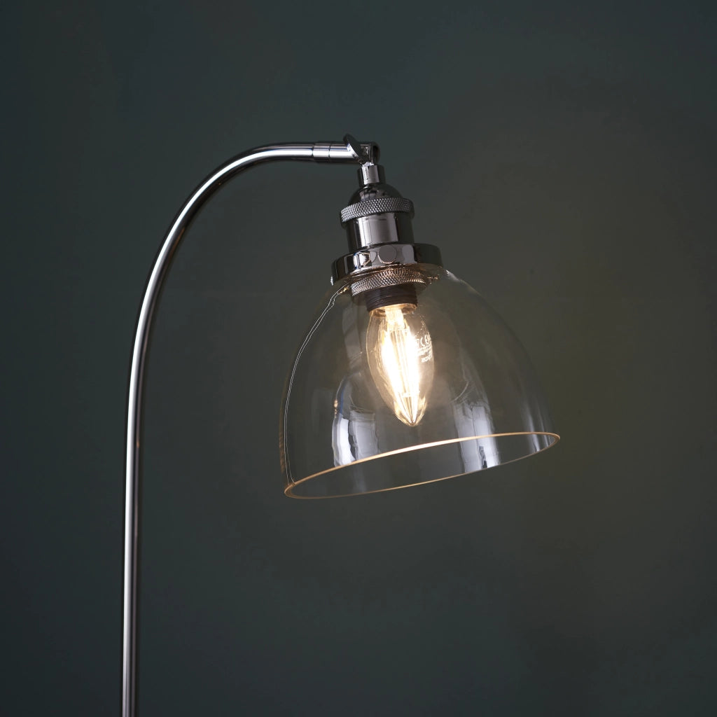 Lampada da tavolo industriale nichel vetro E14 Endon