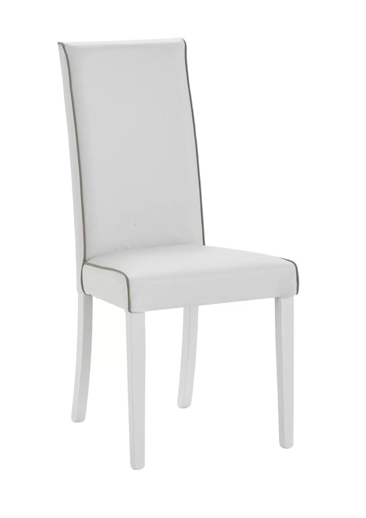 set 2 sedie imbottita bianca ecopelle filo tortora (6040) - Mobili 2G