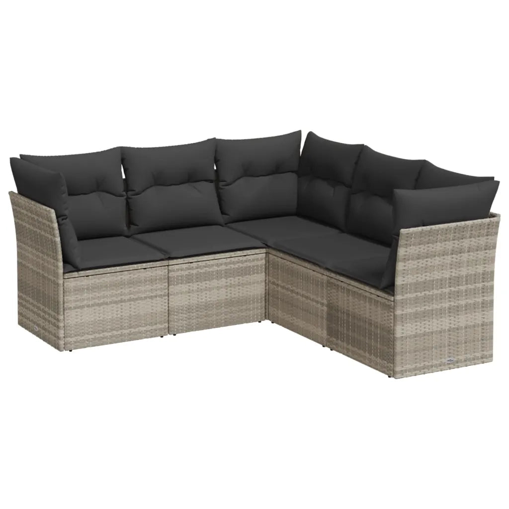 Set Divano da Giardino 5pz con Cuscini Grigio Chiaro Polyrattan 3249461