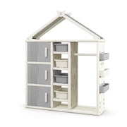 Armadio per bambini 130 x 34 x 156 cm con 3 cubi chiusi e robusto appendiabiti stile adorabile in HDPE grigio 20_0010254