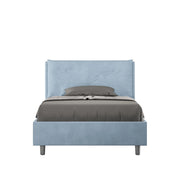 BS COM Letto una piazza e mezza senza rete imbottito 130x210 microfibra azzurro Large