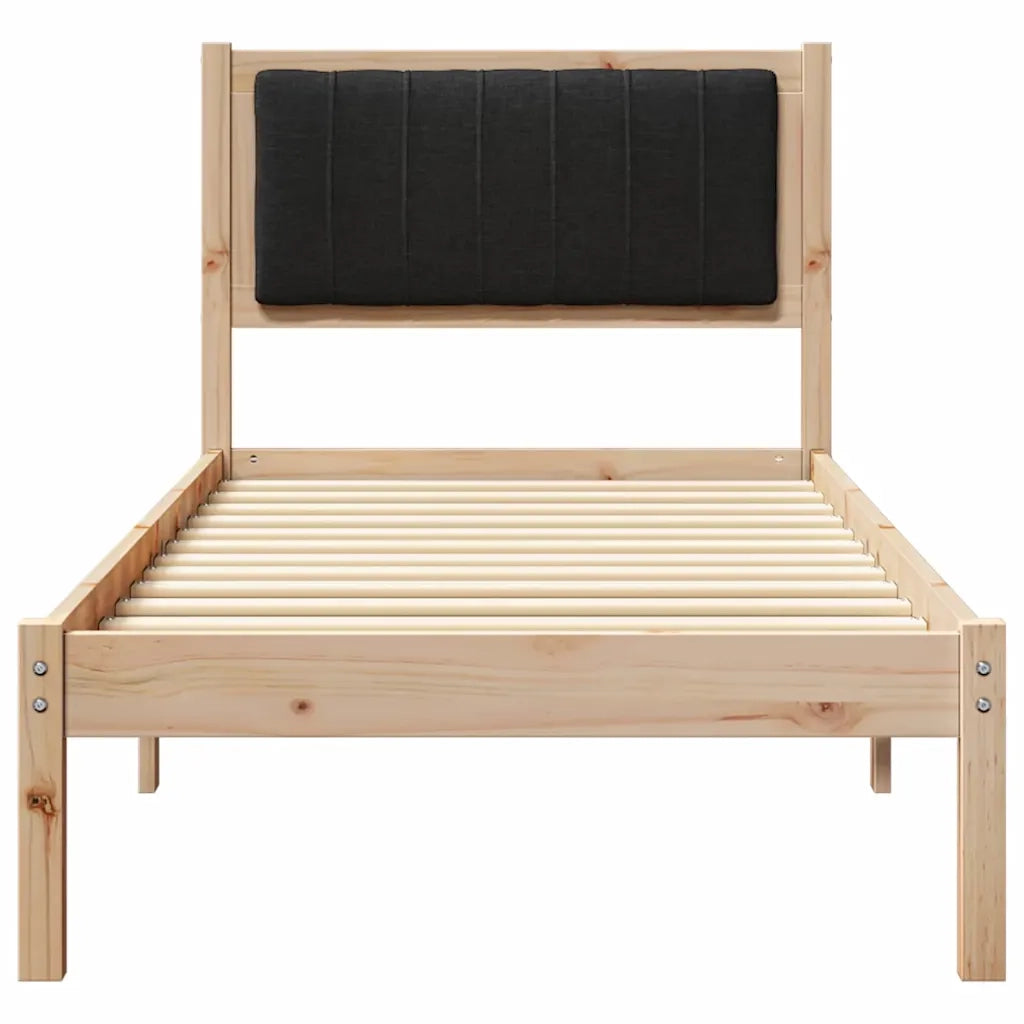 Letto con Testiera Rivestita-Struttura Letto con Testiera Nero 80 x 200 cm Pino massello 762141