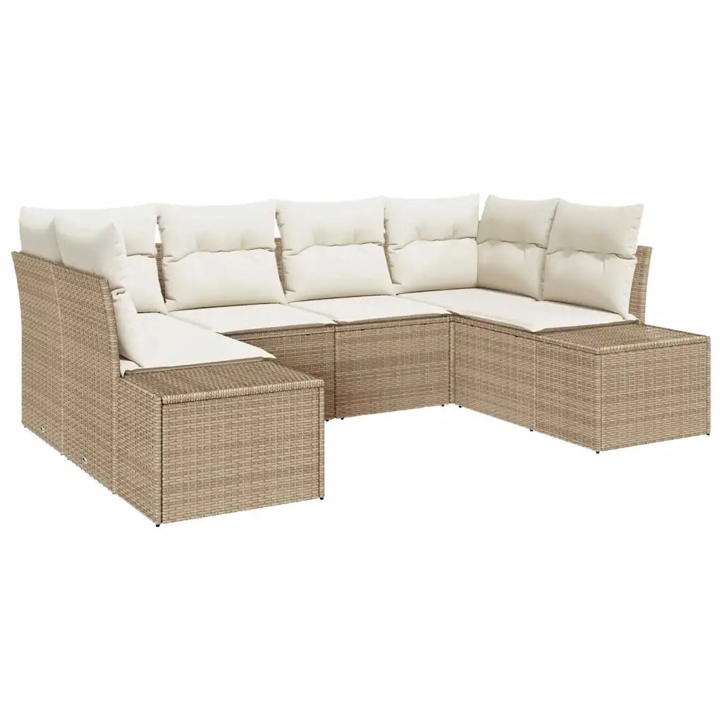 Set Divano da Giardino con cuscino 6 pcs Beige polyrattan 3347201