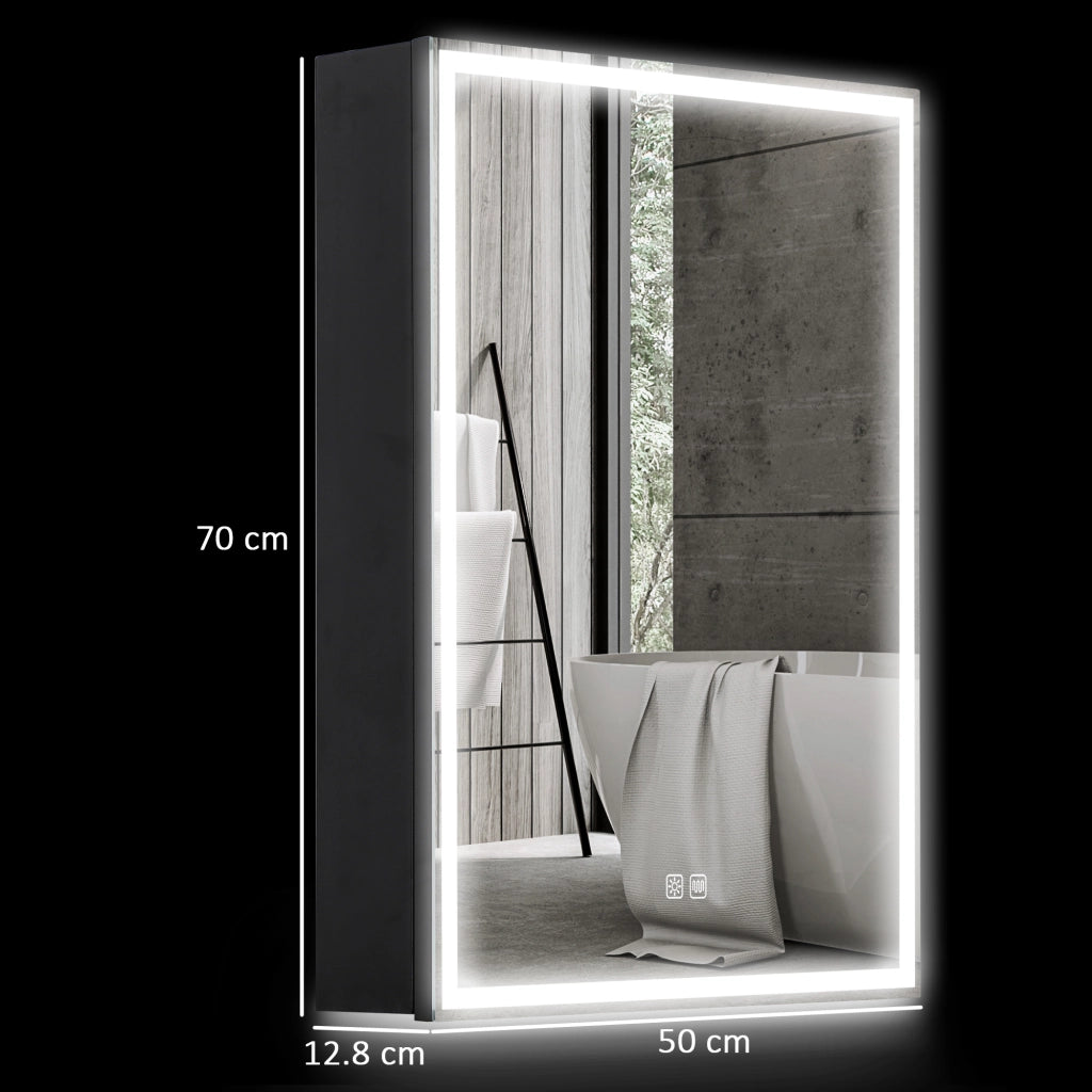 Armadietto Bagno con Specchio e Luci LED ¨C Minimal ¨C Nero