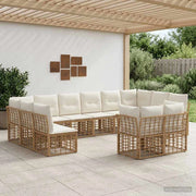 Set di divani da esterno Naturale e Bianco Crema Poliestere 3437590