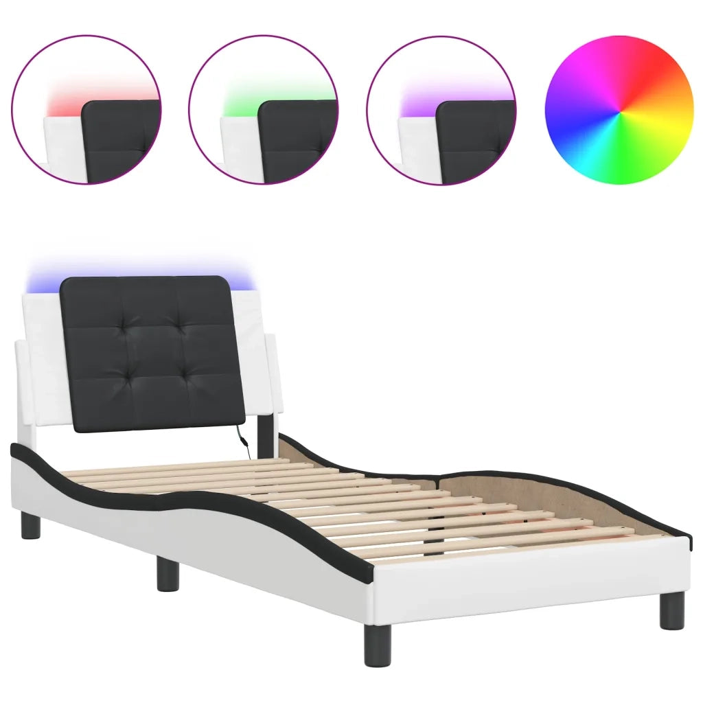 Giroletto con LED senza Materasso Zadar Bianco e Nero 90x200 cm