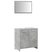 Mobile da Bagno | Armadio da bagno con Specchio Grigio Cemento Legno Multistrato