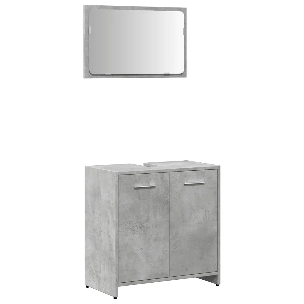 Mobile da Bagno | Armadio da bagno con Specchio Grigio Cemento Legno Multistrato