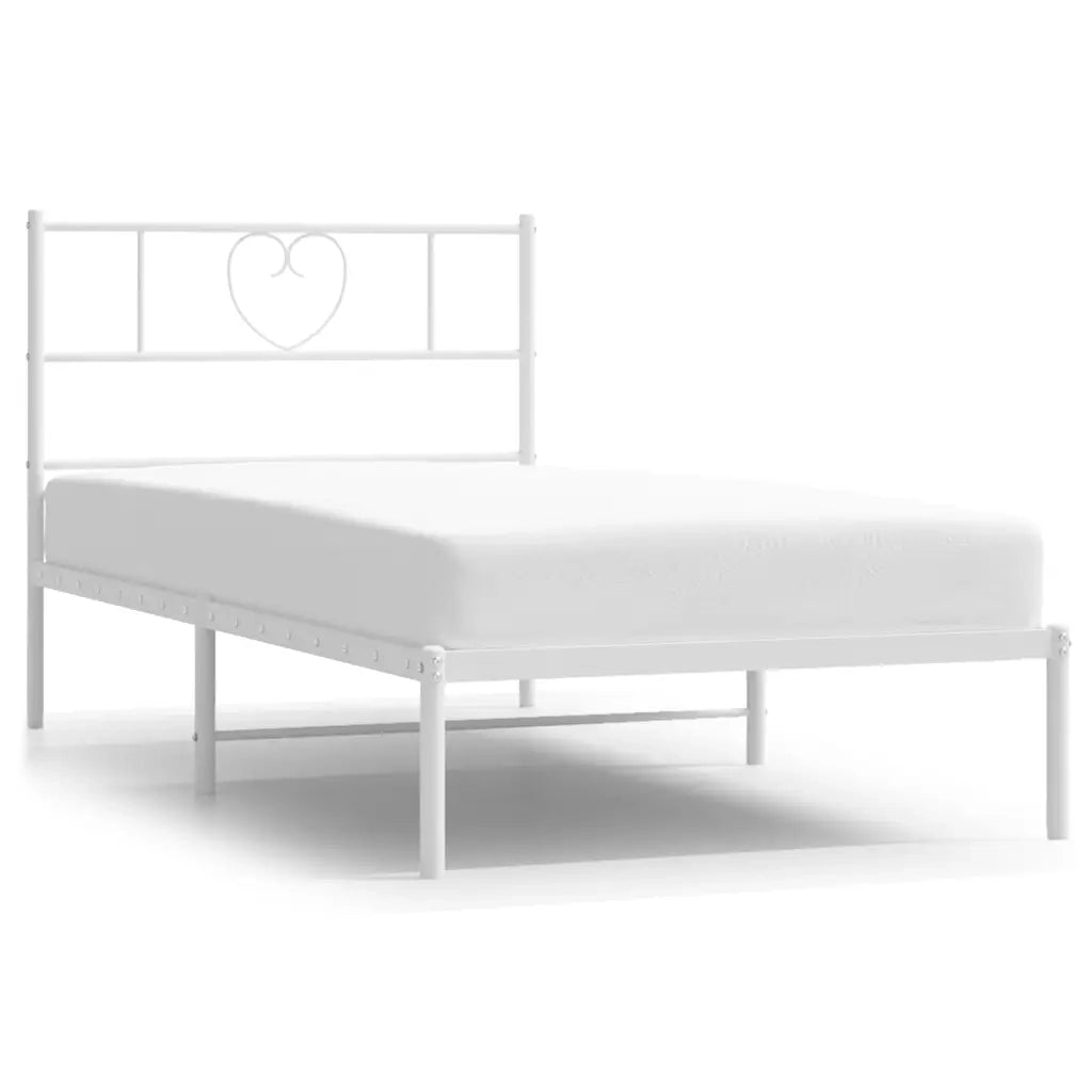 Letto singolo | Letto per adulti | Giroletto senza Materaso con Testiera Metallo Bianco 75x190 cm