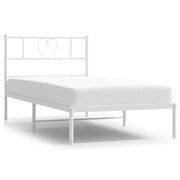 Letto singolo | Letto per adulti | Giroletto senza Materaso con Testiera Metallo Bianco 75x190 cm